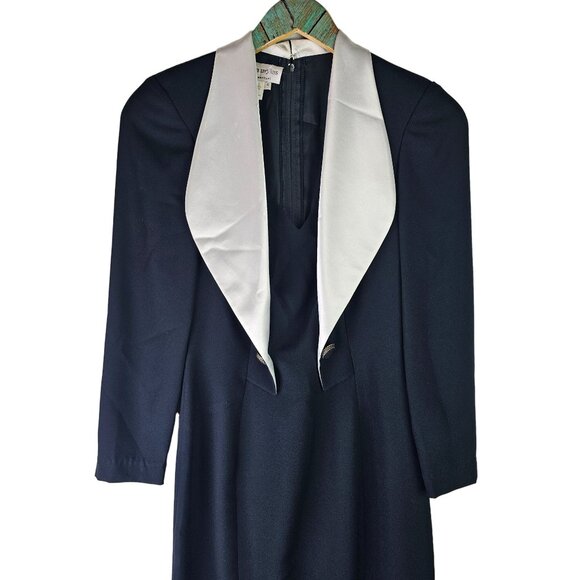 Vintage 80s Morton Myles for the Warrens Cocktail Tuxedo Sheath Style Dress, 4 - Picture 3 of 10